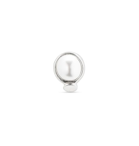 Uno de 50 Genagelter kreisförmiger Piercing-Ohrring aus einer Metalllegierung mit Sterlingsilber und Perle von Uno de 50