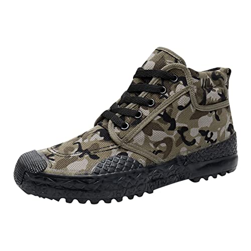 Arbeitsschuhe Herren Camouflage Hohe Schuhe MäNner rutschfeste Outdoor-Walking-Shoes Atmungsaktive Fitness Turnschuhe Lace Up Freizeitschuhe Outdoor-Wanderschuhe Herrenschuhe von UnoSheng