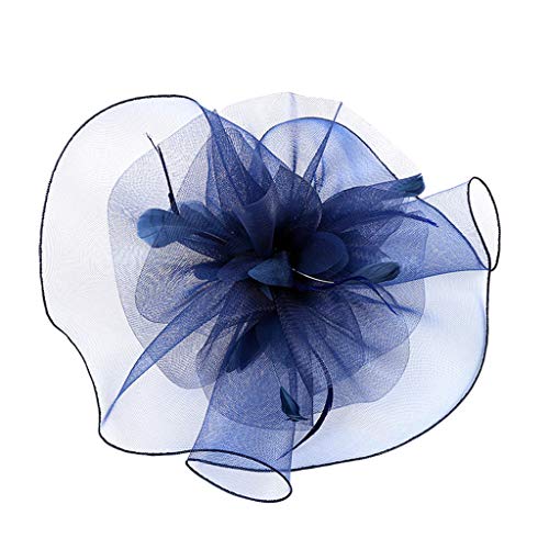 Basketball 10 Fasching hat Flower Feather Meshed Tea Party Haarband für Frauen Fußbälle (Blue, One Size) von UnoSheng