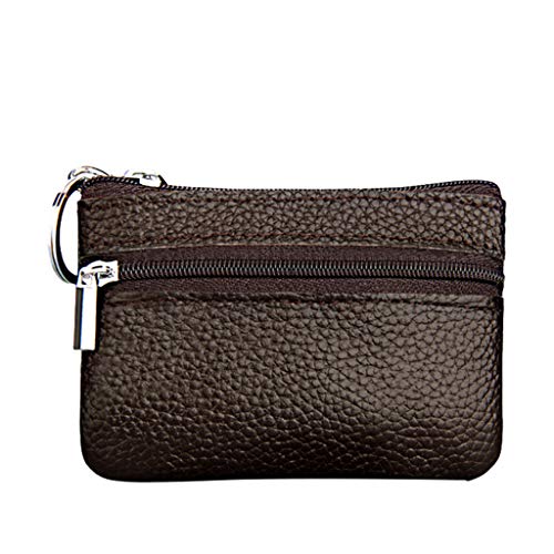 Geldbörsen Für Männer Echtleder Small Small Pouch Key Damentasche Reißverschluss Ring aus Brieftasche mit Geldbörse Geldbörsen Herren Für Karten Und Scheine (Coffee, One Size) von UnoSheng