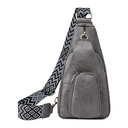 Geschenkideen Taschen Stilvolle Schultertasche, Hüfttasche, Taille, einfarbiges Muster mit PU-, Umhängetasche, Reise, Sport, Umhängetasche Taschen Set Damen Elegant (Grey, One Size) von UnoSheng