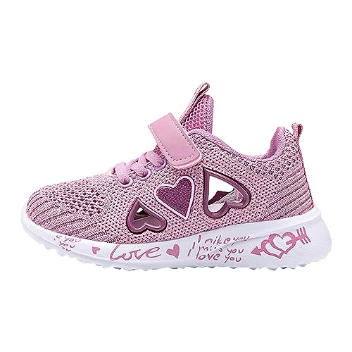 Hohe Kinder Sneaker Mädchen Günstig Kinder Kinder Sportschuhe Frühling/Sommer Bunte Mesh Herzförmige Muster Brief Gedruckt Casual Schuhe Party Geburtstag Schule Sportschuhe (Purple, 31 Little Child) von UnoSheng