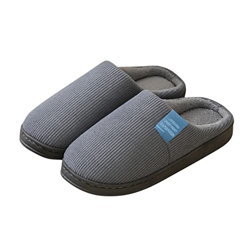 Men's Shoes Cotton Women's Slippers Shoes Soft-Soled Warm Home Indoor Men's Slipper Wasserdicht Schuhe Herren 46 (Grey, 44-45) von UnoSheng