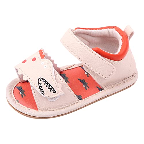 Sandalen Für Baby Mädchen Elefant Sommer Kinder Kleinkind Schuhe Jungen Mädchen Sandalen Open Toe Atmungsaktive Hakenschlaufe Bequemes Cartoon Tiermuster Kinder Lauflernschuhe (Beige, 19 Infant) von UnoSheng