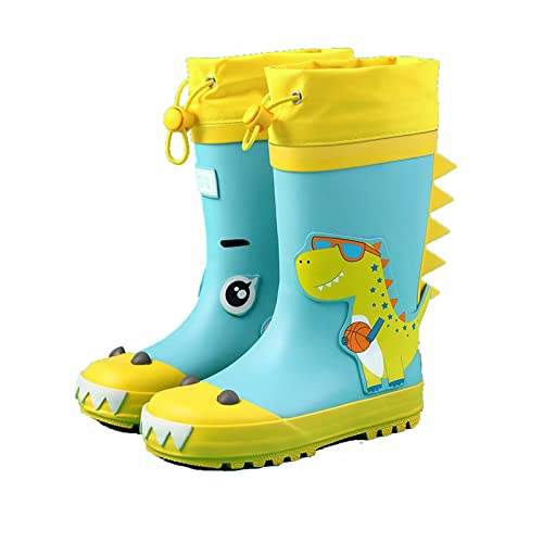 UnoSheng Baby Warm Kinder Regenschuhe und Mädchen Wasserschuhe Baby Regenstiefel Wasserstiefel in großen und kleinen Kindern Kinder mit elastischer Kordel Gummistiefel Stulpen (Sky Blue, 24 Toddler) von UnoSheng