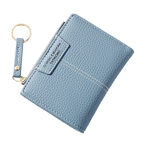 UnoSheng Brieftasche Für Reisepass Damen Damen kleine modische frische und Multi-Karten-ID-Tasche Damen süße Geldbörse Geldbörsen Herren Vintage (Light Blue, One Size) von UnoSheng