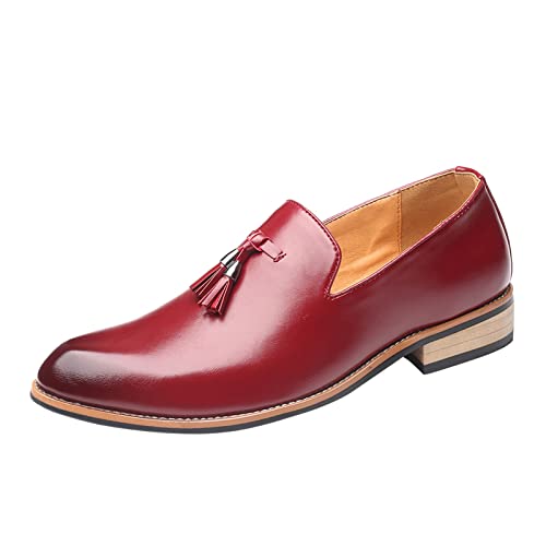 UnoSheng Businessschuhe Herren Rot Spitze Matt Anzugschuhe Lederschuhe Freizeitschuhe Oxford-Schuhe Arbeitsschuhe FöRmlich Hochzeitsschuhe Klassicher Elegant Halbschuhe von UnoSheng