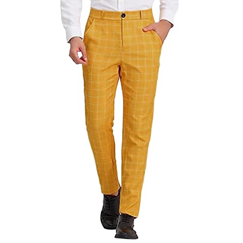 UnoSheng Chino Hose Herren Slim Fit - Anzughose Herren Stretch Karo Anzug-Hose Kariert Freizeithose Elegant Stoffhose Casual Bequem Schlupfhosen Stilvolle Chinohose Herrenhose Für Business & Freizeit von UnoSheng