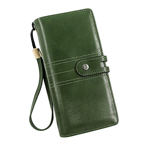 UnoSheng Damen Mode Retro Einfache Lange Geldbörse Multi Funktion Große Kapazität Geldbörse Handtasche Herren Geldbörse Slim, grün, Einheitsgröße von UnoSheng