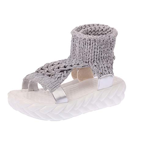 UnoSheng Damen Schuhe Winter Stiefeletten Angebot Sandalen Boden Schuhe Sandalen Mode Plattform Frauen Frauen phänomenale Frauen Sandalen Highheels Damenschuh (Grey, 39) von UnoSheng