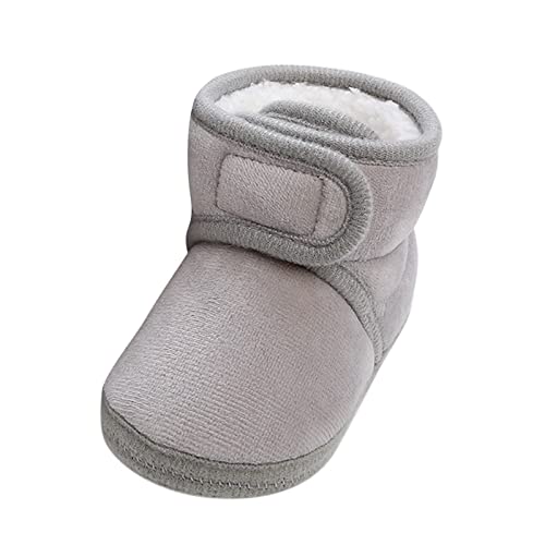 UnoSheng Einsatz Winter Babyschuhe Fleece warme Booties Schuhe Mode einfarbige rutschfeste atmungsaktive Kleinkindstiefel Matschhose Mit Füßen (Grey, 22 Toddler) von UnoSheng