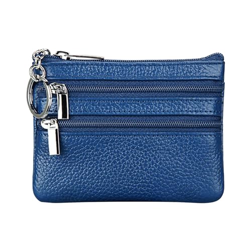 UnoSheng Etui Geldbörsen Kleingeld Kleiner Reißverschluss Damen Halter Schlüssel Geldbörse Taschen Brieftasche Herren Retro Trifold Leder Geldbörse, blau, Einheitsgröße von UnoSheng