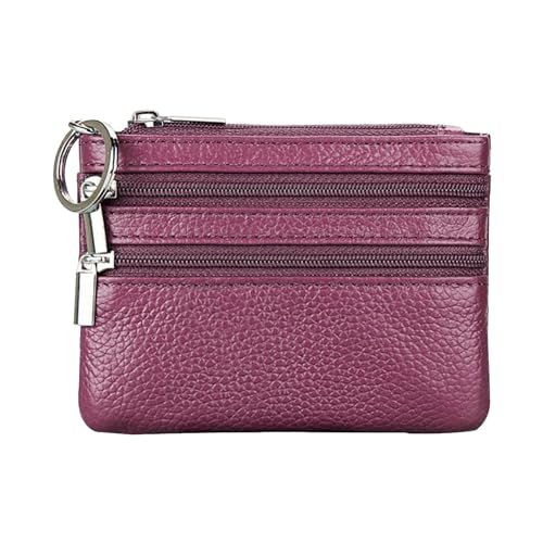 UnoSheng Etui Geldbörsen Kleingeld Kleiner Reißverschluss Damen Halter Schlüssel Geldbörse Taschen Brieftasche Herren Retro Trifold Leder Geldbörse, violett, Einheitsgröße von UnoSheng