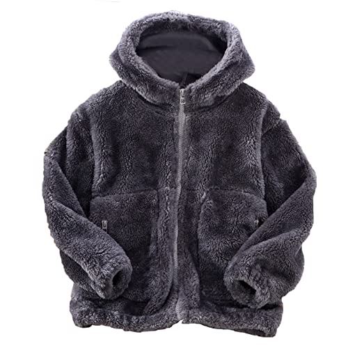 UnoSheng Festliche Jacken Junge Kleinkind Jungen Langarm Winter Einfarbig Fleece Reißverschluss Hoodie Mantel Jacke Verdicken Warme Oberbekleidung Frühjahr 140 Junge (Dark Gray, 15-16 Years) von UnoSheng