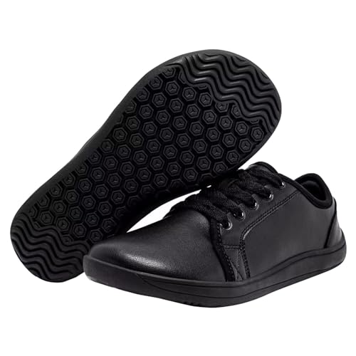 UnoSheng Find Damen Schuhe 40 Breite, minimalistische Damen-Sneaker, Barfuß-, lässige Wanderschuhe, Tiefe Schnürung, leicht, bequem Pons Damenschuhe (Black, 42) von UnoSheng