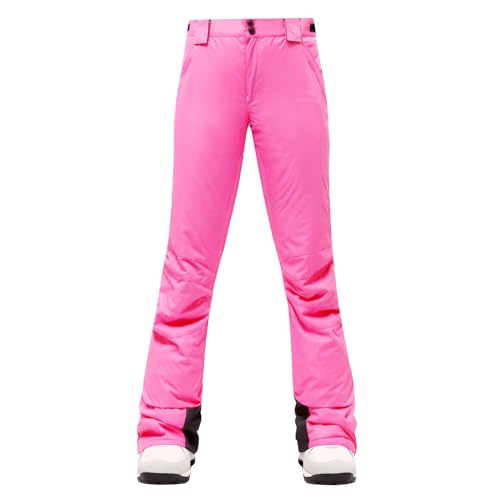 UnoSheng Fleece Jumpsuit Damen Kuschelig Damen-Ski-/Schneehose, leichte -Trägerhose Elegant Jumpsuit (A-Pink, L) von UnoSheng