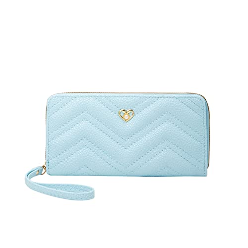 UnoSheng Geldbörsen Herren Verrückt Fashion ID Long Wallet Color Matching Frauen Zipper Purse Mehrere Kartenfächer Clutch Bag Phone Bag Brieftasche Klein (Blue, One Size) von UnoSheng