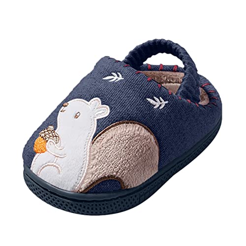 UnoSheng Hausschuhe Kinder 23 Mädchen Hausschuhe Warme Hausschuhe für Kleinkinder gefütterte Winter-Hausschuhe Pantoffel Damen 39 (Navy, 21 Toddler) von UnoSheng