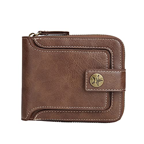 UnoSheng Herren Brieftasche Flach Herren-Kurzschnalle, modische, multifunktionale, weiche PU-Geldbörse aus weichem Sicherheitskette Brieftasche (Coffee, One Size) von UnoSheng