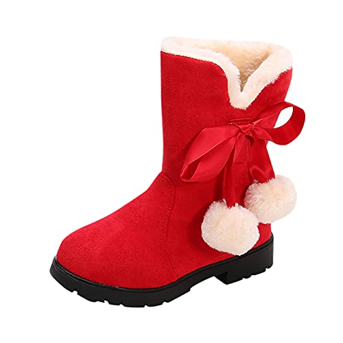 UnoSheng Herren Sneaker Modern Stiefel Prinzessin Mode Bowkont Stiefel Baby Schnee Schuhe Kinder Baumwolle Babyschuhe Kinder Sneaker Mädchen 26 (Red, 27 Little Kids) von UnoSheng