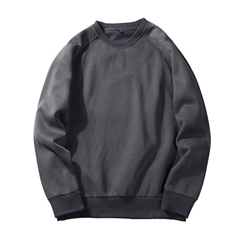 UnoSheng Hoodie Unisex Oversize, Sweatshirt Herren Ohne Kapuze Pullover Einfarbig Basic Minimalist Sweatpullover Mode Casual Sweatshirts Herbst Winter Übergangsjacke Warm Freizeitpullover Paar von UnoSheng