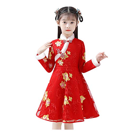 UnoSheng Kindersachen 1 Jahr Kleider Kleinkind Baby Mädchen chinesisches Kind Prinzessin Kleidung Jahresanzug Tang Mädchen Outfits & Set Baby Jahr (Red, 12-13 Years) von UnoSheng