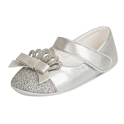 UnoSheng Kinderschuhe Baby Mode Kronprinzessin Schuhe Kleinkind Schuhe rutschfeste weiche Sohle Wanderschuhe Babyschuhe Baby Schuhe 20 (Silver, 22 Infant) von UnoSheng