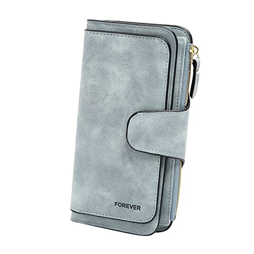 UnoSheng Kitkartenhüllen Blau Damen-Geldbörse aus mattem Handtaschen-Geldbörse Mehrzweck-Geldbörse für Frauen Damen Geldbörsen Groß Schwarz (B, One Size) von UnoSheng