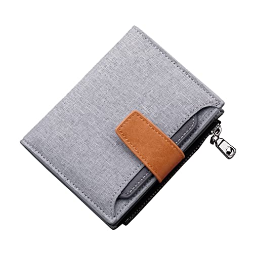 UnoSheng Kleine Geldbörsen Damen Klein Fashion ID Short Wallet Solid Color Damen Herren Canvas Haspe Geldbörse Mehrere Kartenfächer Clutch Bag Brieftasche Herren Klein Karten (Grey, One Size) von UnoSheng