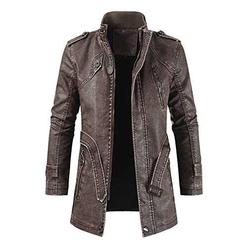 UnoSheng Ledermantel Herren Slim Fit - Lederjacke Herren Lange Form Übergangsjacke Winter Warm Freizeitjacke Winddicht Wasserdicht Winterjacke Mit Gürtel Herrenmantel Stehkragen Kunstlederjacke UnoSheng Ledermantel Herren Slim Fit - Lederjacke Herren Lange Form Übergangsjacke Winter Warm Freizeitjacke Winddicht Wasserdicht Winterjacke Mit Gürtel Herrenmantel Stehkragen Kunstlederjacke von UnoSheng