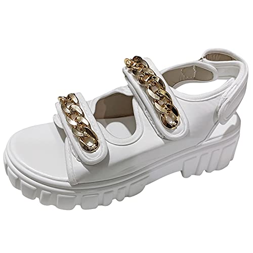 UnoSheng Luftpolster Schuhe Damen Thicksoled atmungsaktive Freizeit-Mode-Sandalen Schuhe für Outdoor-Freizeit Frauen-Sandalen für Frauen Damen Fitness Schuhe (White, 40) von UnoSheng