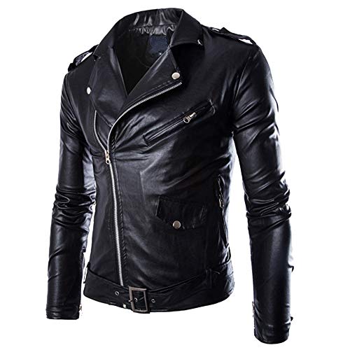 Motorradjacke Herren Leder Retro - Lederjacke Herren Bikerstyle Bikerjacke Übergangsjacke Rockerjacke Rocker Punk Motorrad Jacken Multi-Zipper Design Harley Jackenmantel Herrenjacke von UnoSheng