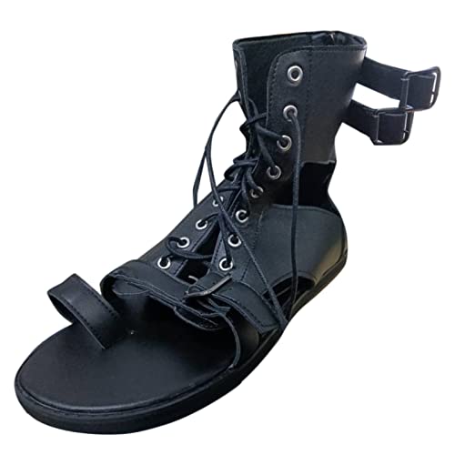 UnoSheng Orthopädische Schuhe Herren 49 Herren Sandalen High Top Roman Sandalen Clip Toe Schuhe Modeschuhe Wander Schuhe Herren (Black, 43) von UnoSheng