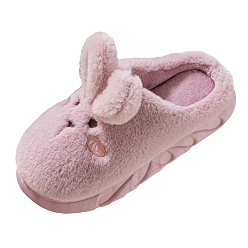 UnoSheng Plateau Schuhe Damen High Boots Süße Hasenohren Zuhause warmer dicker Boden warmer Slip Hausschuh Damen Slipper Schuhe Damen Mit Muster (Purple, 38-39) von UnoSheng