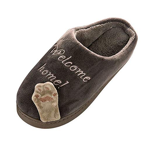 UnoSheng Schuhe Herren Schwarz 42 Boden Hausschuhe drinnen Winter warm rutschfest Cartoon Schlafzimmer Männer Hausschuhe Katze Herren Pantoffel Hausschuhe Herren 42 Winter (Coffee, 42-43) von UnoSheng