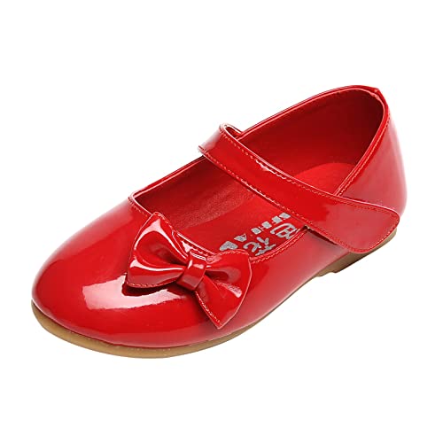 UnoSheng Sneaker Für Damen Mädchenschuhe Kleine Lederschuhe Einzelschuhe Tanzschuhe Mädchen Performance Schuhe Hallenturnschuhe 35 (Red, 30 Little Child) von UnoSheng