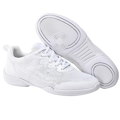 UnoSheng Sneaker High Jungen Wettkampf-Cheerleading-Schuhe für Kinder und Erwachsene, Trainingsschuhe, atmungsaktive Mesh-Oberfläche, Bequeme weiche Sohlen 29 Wasserdicht (White, 30) von UnoSheng