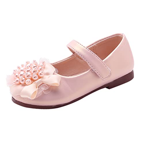 UnoSheng Sneaker Mädchen 32 Kinder Einzelne Schuhe Mode Perle Große Blumenmädchen Kleine Lederschuhe Kinder Prinzessin Schuhe Kleine Tanzschuhe mit hohen Absätzen (ZZA-Pink, 32 Big Kids) von UnoSheng