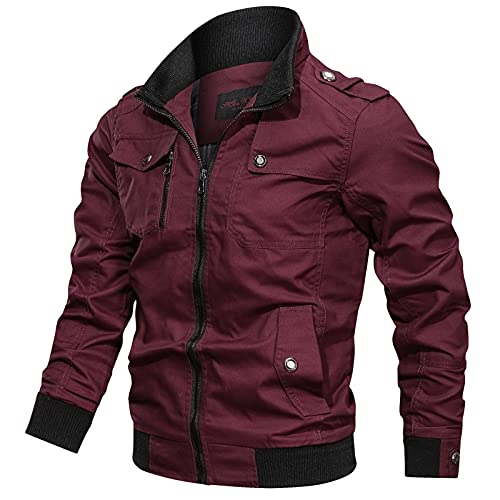 UnoSheng Übergangsjackee Herren Baumwolle Dünne - Bomberjacke Herren Cargo Jacke Military Jacke Mit Vielen Taschen Stehkragen Blouson Armeejacke Vintage Freizeitjacke Übergangsmantel Outdoorjacke UnoSheng Übergangsjackee Herren Baumwolle Dünne - Bomberjacke Herren Cargo Jacke Military Jacke Mit Vielen Taschen Stehkragen Blouson Armeejacke Vintage Freizeitjacke Übergangsmantel Outdoorjacke von UnoSheng