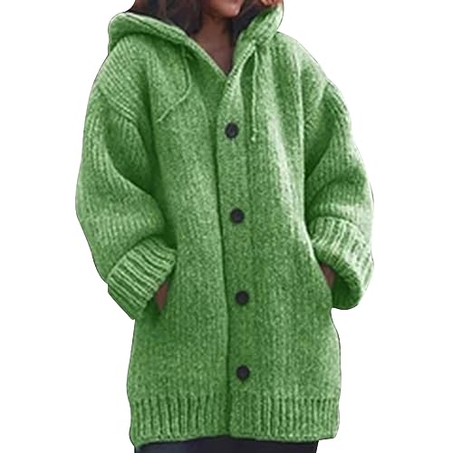 UnoSheng Winterjacke Damen Gr. 46 Dicker - und Winterpullover, großer Strickpullover, mittellanger Damenmantel Weis Mantel Damen (Green, S) von UnoSheng