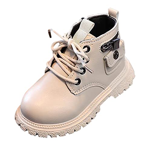 Winterschuhe Klettverschluss Kinder 39 Herbst Winter Jungen Mädchen Britischen Stil Single Boot Jungen Seitlichem Reißverschluss Mode Kurze Trend Schuhe Winterstiefel Gr. 22 Junge (White, 24) von UnoSheng