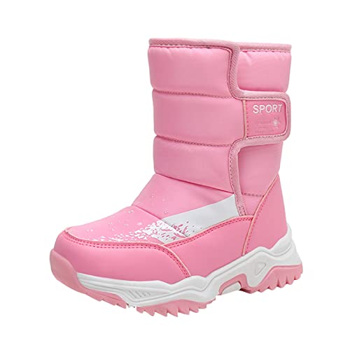 Winterstiefel Kinder Gr. 32 Kinderschuhe Camouflage Schneestiefel Mädchen Jungen Outdoorstiefel Wasserdichte rutschfeste warme Stiefel Baumwollschneestiefel Winterschuhe (Pink, 29.5 Little Child) von UnoSheng