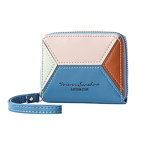 Zwei Geldbörsen Damen Rot Fashion ID Short Wallet Color Matching Solid Color Women Zipper Purse Multiple Card Slots Clutch Bag Kitkartenhüllen Edelstahl (Blue, One Size) von UnoSheng