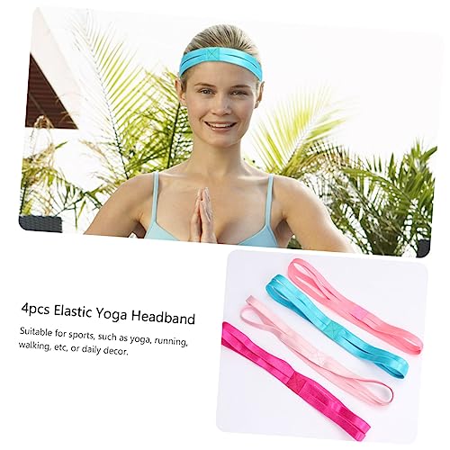 Unomor 4 Stück Doppeltes rutschfestes Sport-Stirnband elastisches Yoga Laufstirnband für Damen Haarschmuck Haarband Haarreifen Sport-Kopfbedeckung Elastizität Schal Stoff von Unomor