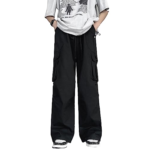 Unotobe Gothic Baggy Cargohose Herren Baumwolle Y2K Hose Weites Bein Damen Fallschirmhose Streetwear von Unotobe