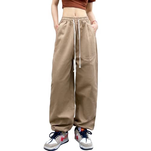 Unotobe Cargohose Damen Baggy y2k High Waist Weites Bein Jogginghose Herren Baumwolle Streetwear von Unotobe