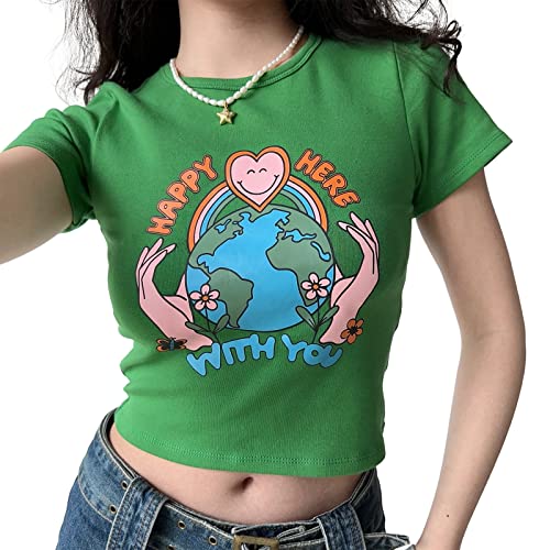 Y2K Harajuku Crop Tops Baumwoll Sommer Kurzarm Enges Sexy Oberteil T Shirt Damen von Unotobe