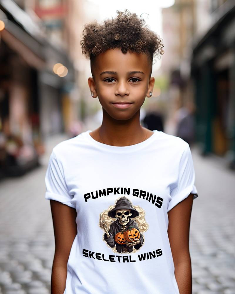 Halloween Shirt Für Kinder Mit Skelett Und Kürbissen von UnpluggedShopArt