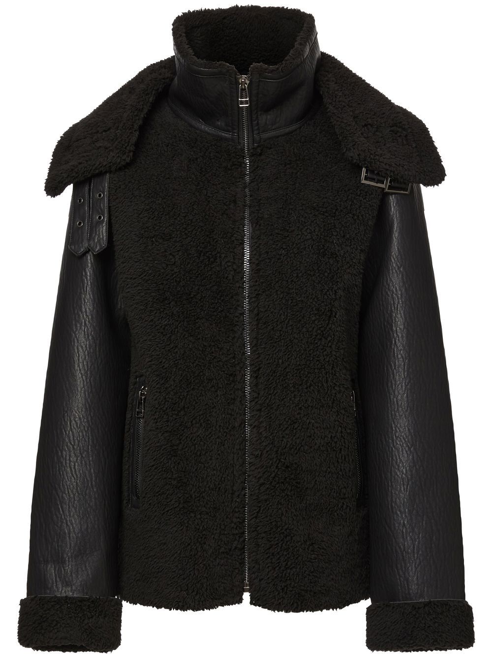 Unreal Fur Bomberjacke mit Shearling-Einsatz - Schwarz von Unreal Fur