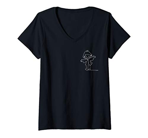 Damen Unser Sandmännchen Oneline Draw weiß T-Shirt mit V-Ausschnitt von Unser Sandmännchen